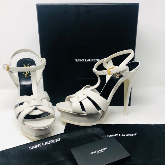 SAINT LAURENT TRIBUTE PLATFORM SANDALS SZ40.5 - Picture 1 of 16